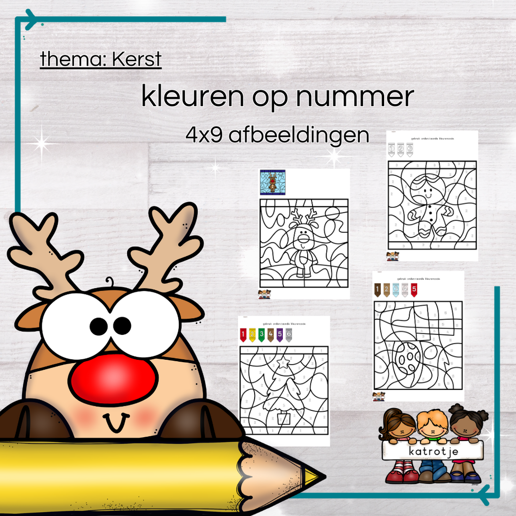 kleuren op nummer thema: Kerst